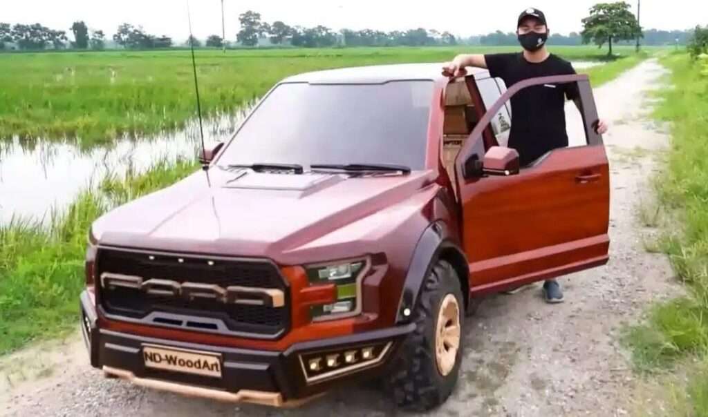 Watch This Dad Build a Ford F-150 Raptor entirely out of wood